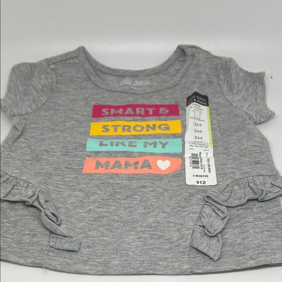 okie dokie Other - Okie Dokie Baby Girls 3M Gray Short Sleeve Top “Smart & Strong Like My Mama”